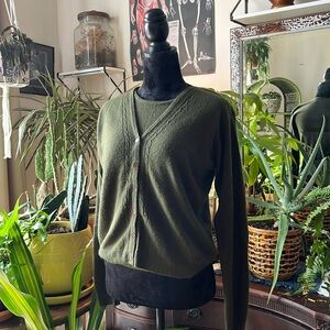 Fashion Bug vintage sweater/cardigan thing. Soft acrylic, pretty green. Size M.
